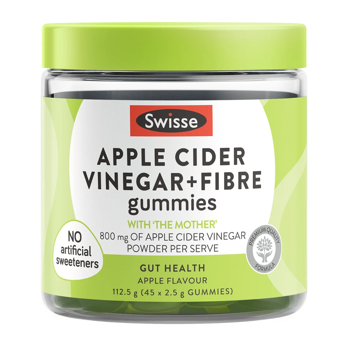 【因天气原因液体侧漏无法理赔】Swisse Apple Cider Vinegar+Fibre Gummies 苹果醋纤维软糖 45粒 保质期2027.5